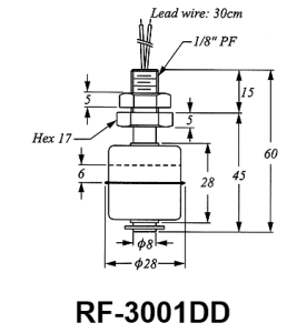 High Temperature Metal (SUS316) Mini Float Switch - RF-3001DD