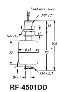 High Temperature Metal (SUS316) Mini Float Switch - RF-4501DD